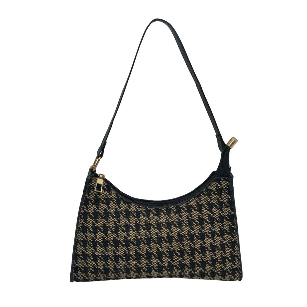 Houndstooth Pattern Fabric Shoulder Bag